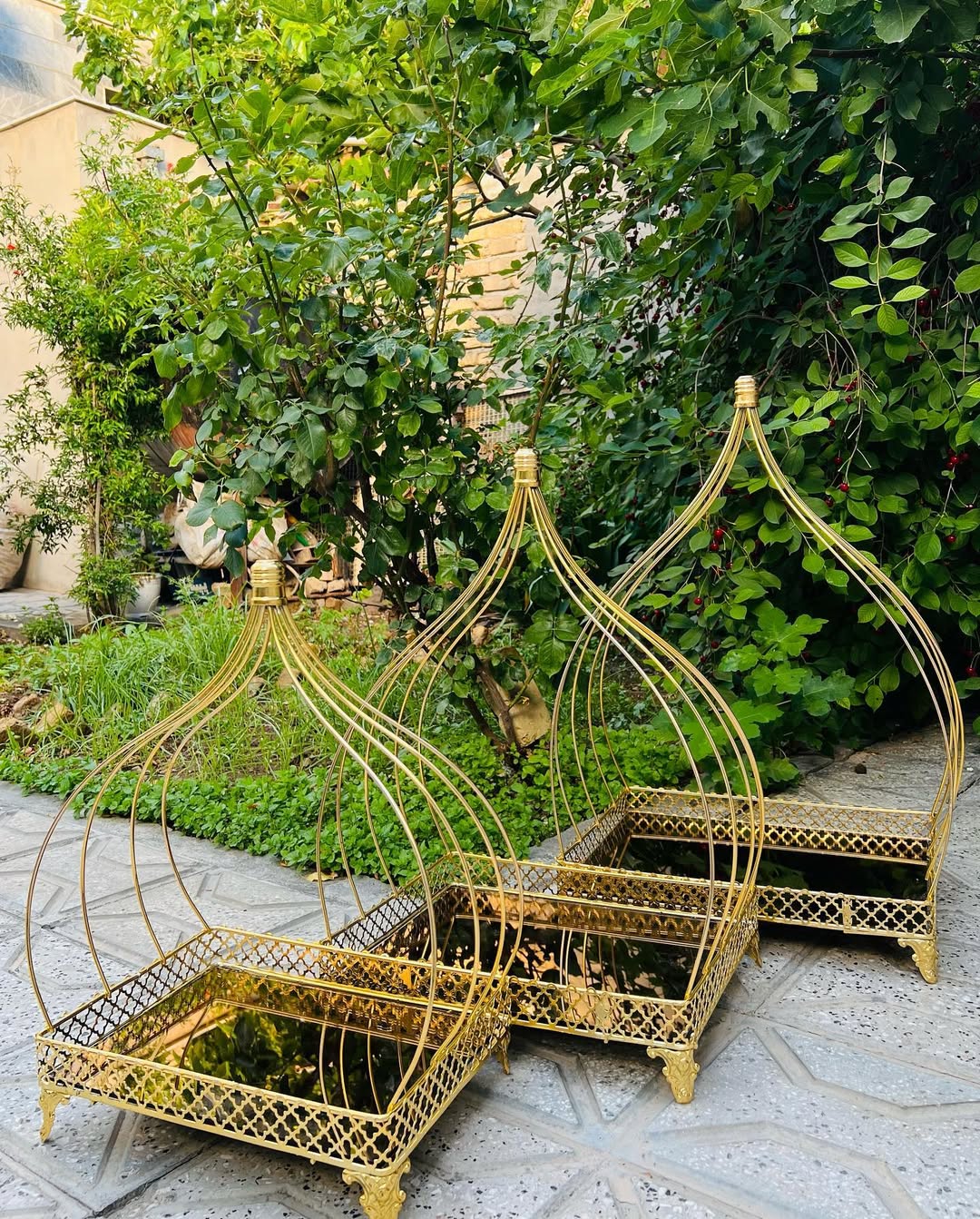 قفس سه سایز بله‌برونی و کادویی طرح اشکی مفتولی